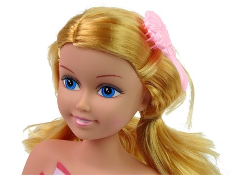 LEAN Toys Głowa Lalki Akcesoria Koraliki Spinki Kolorowe Pasemka