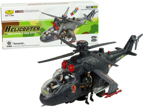 LEAN Toys Helikopter Ogromne Skrzydła Światła Czarny Dźwięk Obraca Się