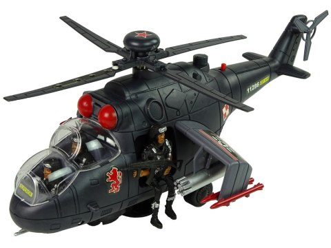 LEAN Toys Helikopter Ogromne Skrzydła Światła Czarny Dźwięk Obraca Się
