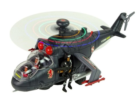 LEAN Toys Helikopter Ogromne Skrzydła Światła Czarny Dźwięk Obraca Się