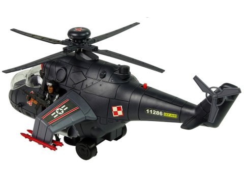 LEAN Toys Helikopter Ogromne Skrzydła Światła Czarny Dźwięk Obraca Się