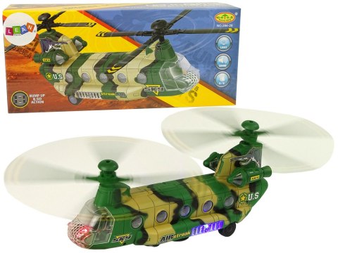 LEAN Toys Helikopter Wojskowy Ogromne Skrzydła Światła Dźwięk Moro