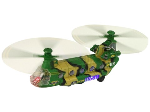 LEAN Toys Helikopter Wojskowy Ogromne Skrzydła Światła Dźwięk Moro