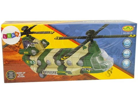 LEAN Toys Helikopter Wojskowy Ogromne Skrzydła Światła Dźwięk Moro