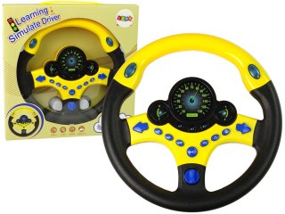 LEAN Toys Interaktywna Kierownica Żółta Symulator Jazdy Dźwięki Światła