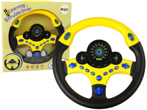 LEAN Toys Interaktywna Kierownica Żółta Symulator Jazdy Dźwięki Światła