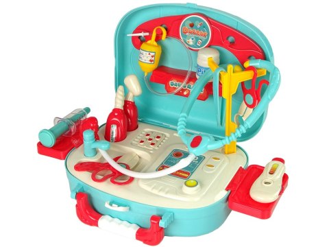 LEAN Toys Zestaw Małego Lekarza Walizka Turkusowy Stetoskop Nożyczki