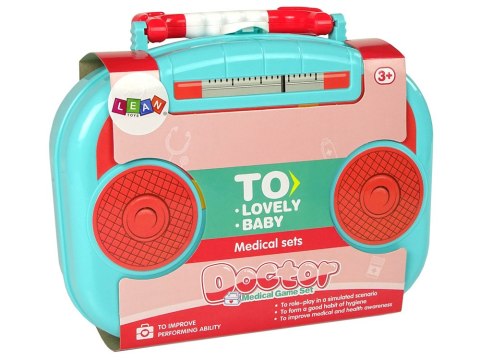 LEAN Toys Zestaw Małego Lekarza Walizka Turkusowy Stetoskop Nożyczki
