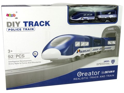 LEAN Toys Zestaw Miasteczko Policja Pociąg Niebieski 203 km/h