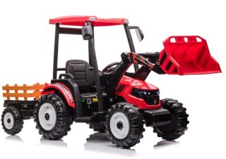 LEAN CARS Traktor Na Akumulator Z Przyczepą Hercules Czerwony 24V