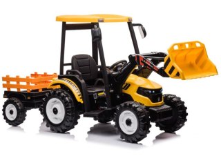LEAN CARS Traktor Na Akumulator Z Przyczepą Hercules Żółty 24V