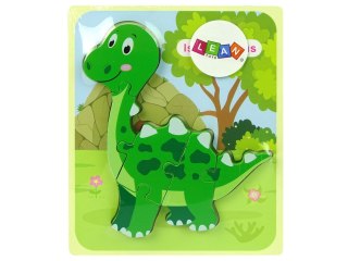 LEAN TOYS Drewniane Puzzle Dinozaur Isanosaurus Tyranosaurus Zielony