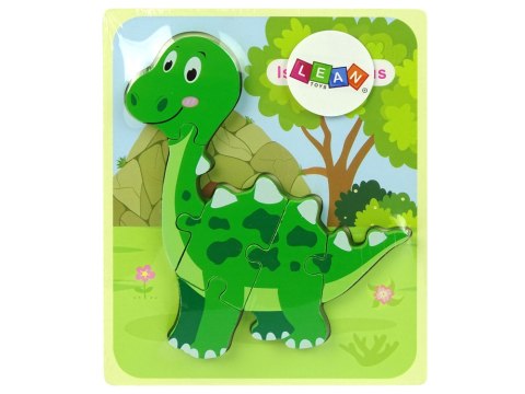 LEAN TOYS Drewniane Puzzle Dinozaur Isanosaurus Tyranosaurus Zielony