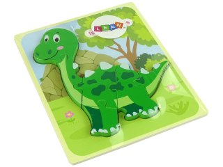 LEAN TOYS Drewniane Puzzle Dinozaur Isanosaurus Tyranosaurus Zielony