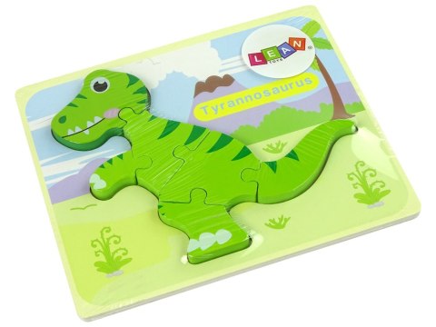 LEAN TOYS Drewniane Puzzle Dinozaur Isanosaurus Tyranosaurus Zielony