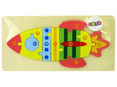 LEAN TOYS Zestaw Drewnianych Puzzli Rakieta Liczby