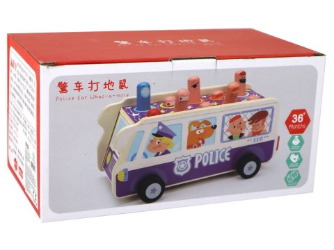 LEAN Toys Drewniana Gra Zręcznościowa Zbijak Autobus Policyjny