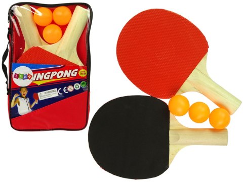 LEAN Toys Drewniane Paletki Do Ping Ponga 3 Piłki Pokrowiec