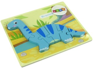 LEAN Toys Drewniane Puzzle Dinozaur Brachiosaur Niebieski