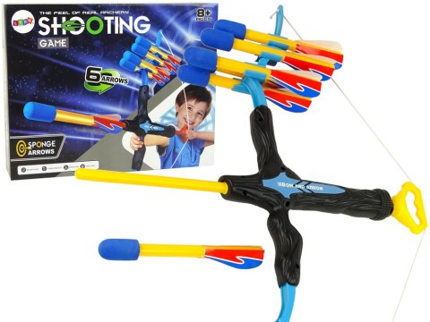 LEAN Toys Łuk Sportowy Duży Zasięg 6 Strzał Dla Dzieci Niebiesko-Czarny
