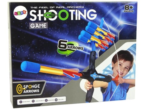 LEAN Toys Łuk Sportowy Duży Zasięg 6 Strzał Dla Dzieci Niebiesko-Czarny