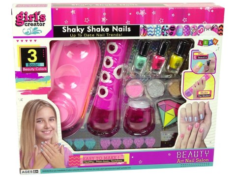 LEAN Toys Zestaw Do Malowania Paznokci Dozownik Brokatu Lakier do Paznokci Naklejki