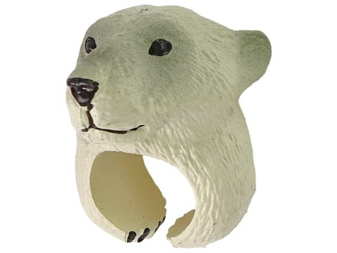 LEAN TOYS Pierścień na Rękę Edukacyjne Zwierzęta Niedźwiedź Biały