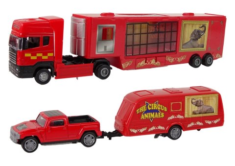 LEAN Toys Cyrkowa Ciężarówka Transporter Zwierząt Przyczepa PickUp Lew Tygrys