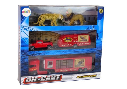LEAN Toys Cyrkowa Ciężarówka Transporter Zwierząt Przyczepa PickUp Lew Tygrys