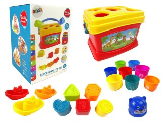 LEAN Toys Edukacyjne Wiaderko Kubeczki Piramidka Łódki Sorter Do Kąpieli