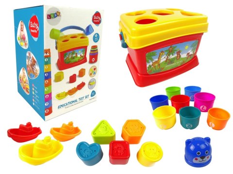 LEAN Toys Edukacyjne Wiaderko Kubeczki Piramidka Łódki Sorter Do Kąpieli