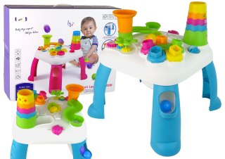LEAN Toys Interaktywny Stolik Edukacyjny Sorter Zjeżdżalnia Piłeczek Niebieski