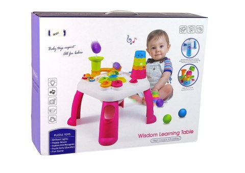 LEAN Toys Interaktywny Stolik Edukacyjny Sorter Zjeżdżalnia Piłeczek Niebieski