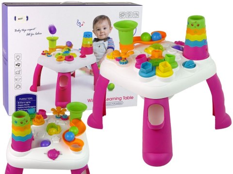 LEAN Toys Interaktywny Stolik Edukacyjny Sorter Zjeżdżalnia Piłeczek Różowy