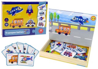 LEAN Toys Magnetyczna Układanka Książka Transport Puzzle Karty