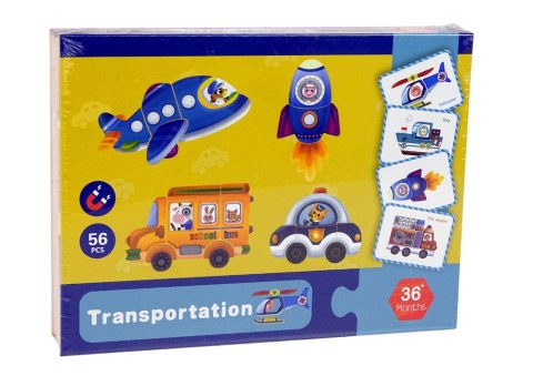 LEAN Toys Magnetyczna Układanka Książka Transport Puzzle Karty
