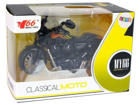 LEAN Toys Motocykl Champion Czarny 1:14 Napęd Pull-Back Dźwięk Światła