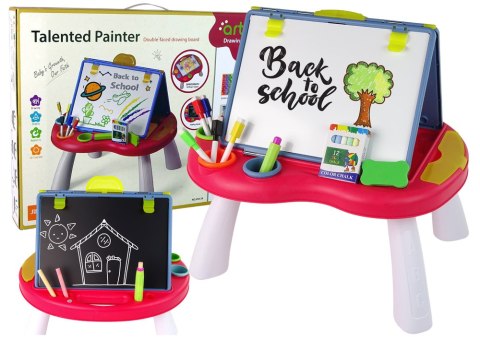 LEAN Toys Tablica 2w1 Stolik Kredowa Pisaki Gra Chińczyk Węże