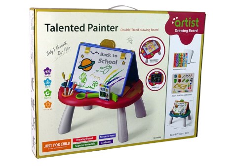 LEAN Toys Tablica 2w1 Stolik Kredowa Pisaki Gra Chińczyk Węże