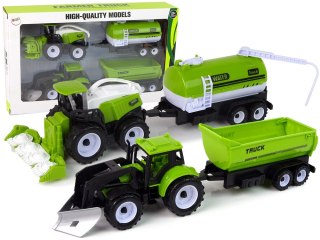 LEAN Toys Zestaw Pojazdów Farmerskich Traktor Kombajn Cysterna Naczepa