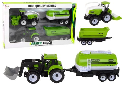 LEAN Toys Zestaw Pojazdów Farmerskich Traktor Kombajn Cysterna Naczepa