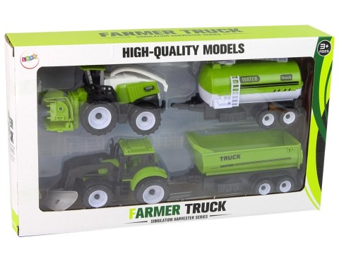 LEAN Toys Zestaw Pojazdów Farmerskich Traktor Kombajn Cysterna Naczepa
