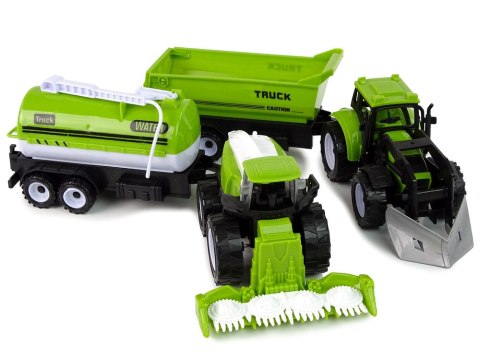LEAN Toys Zestaw Pojazdów Farmerskich Traktor Kombajn Cysterna Naczepa
