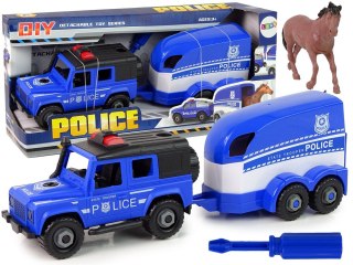LEAN Toys Auto Terenowe Transporter Policja Do Rozkręcania DIY Koń