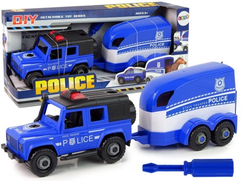 LEAN Toys Auto Terenowe Transporter Policja Do Rozkręcania DIY Koń