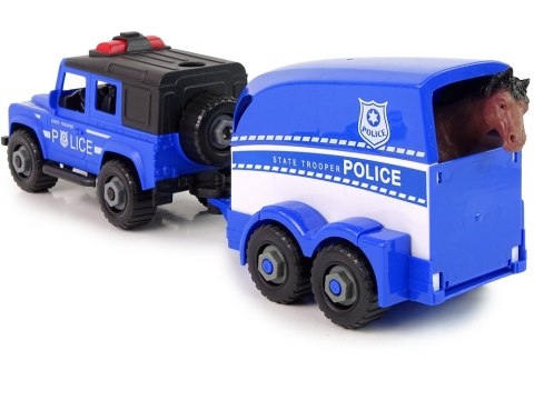 LEAN Toys Auto Terenowe Transporter Policja Do Rozkręcania DIY Koń