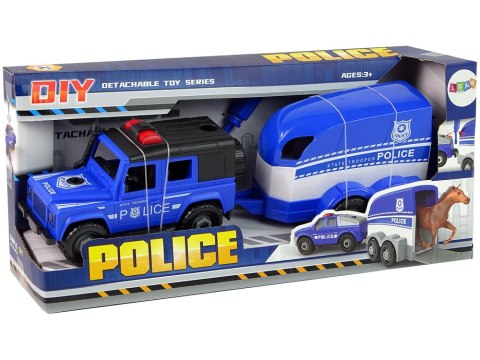 LEAN Toys Auto Terenowe Transporter Policja Do Rozkręcania DIY Koń