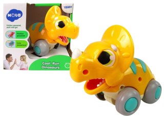 LEAN Toys Dinozaur Na Kółkach Żółty Triceratops Figurka