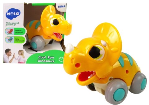 LEAN Toys Dinozaur Na Kółkach Żółty Triceratops Figurka