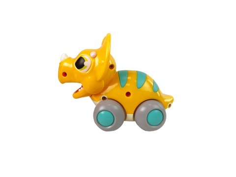 LEAN Toys Dinozaur Na Kółkach Żółty Triceratops Figurka